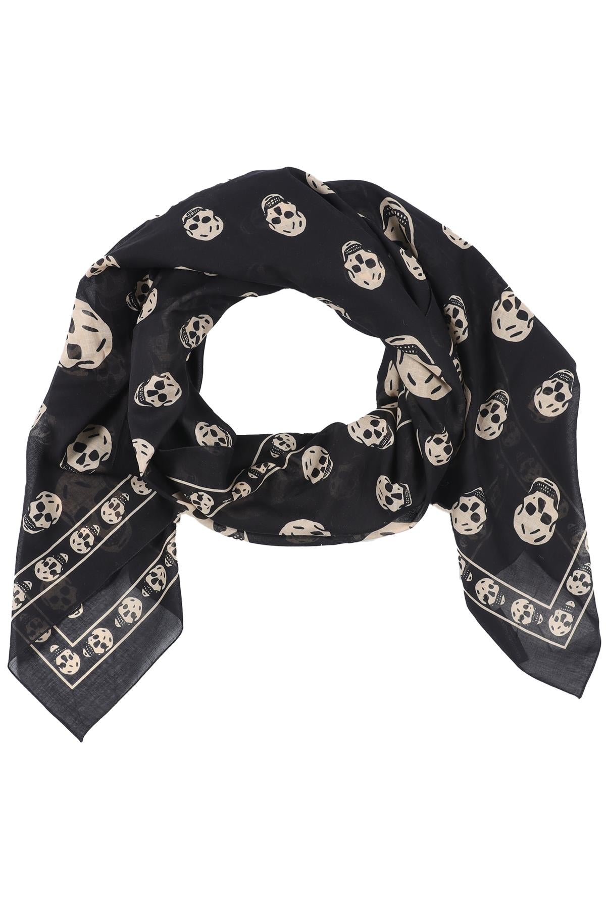 ALEXANDER MCQUEEN BLACK COTTON SCARF
