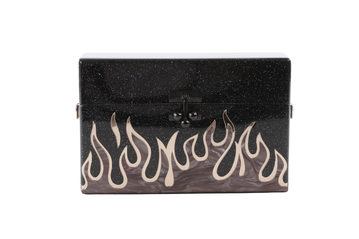 EDIE PARKER BLACK ACETATE CLUTCH