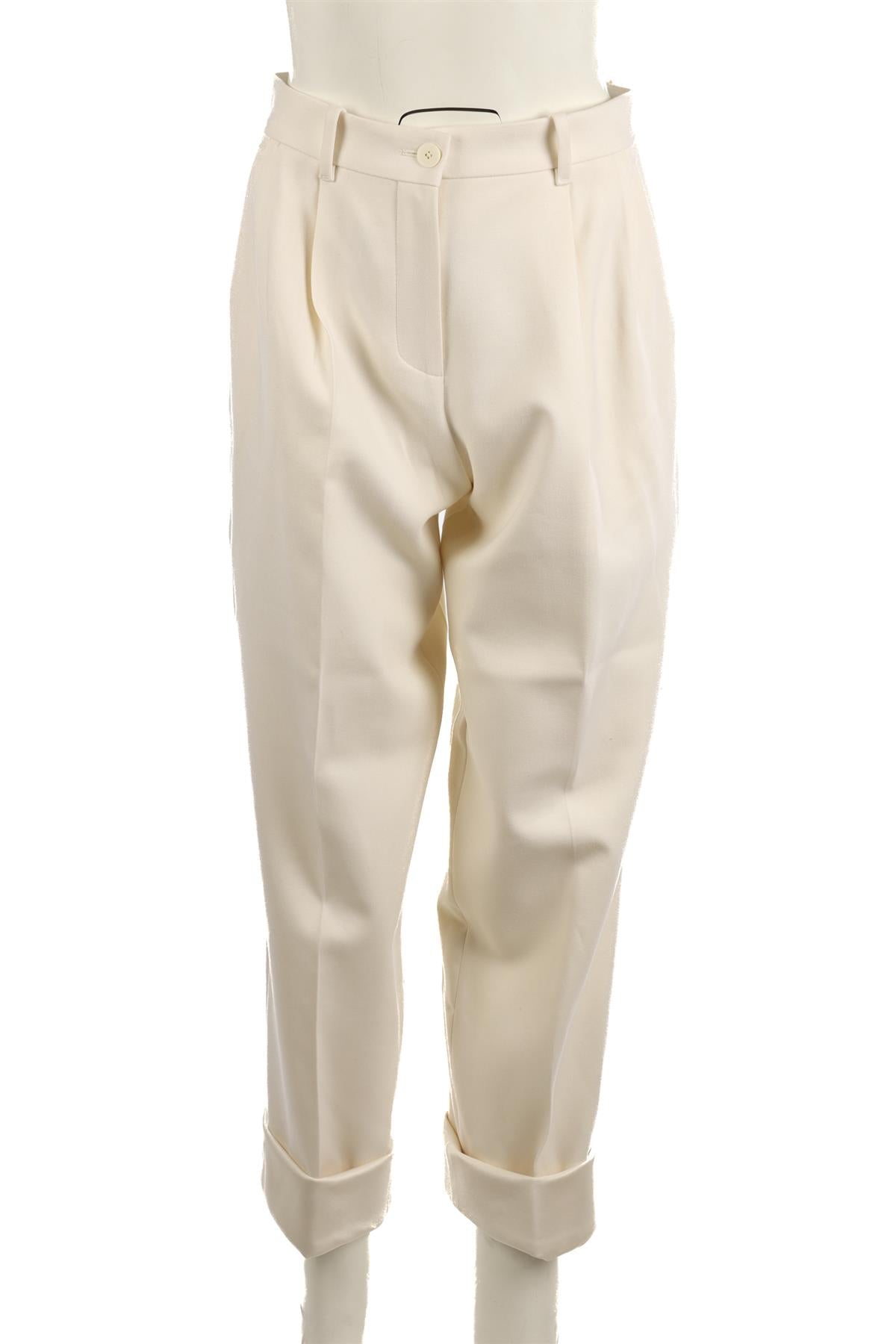 THE ROW CREAM WOOL STRAIGHT LEG PANTS US 2 UK 6