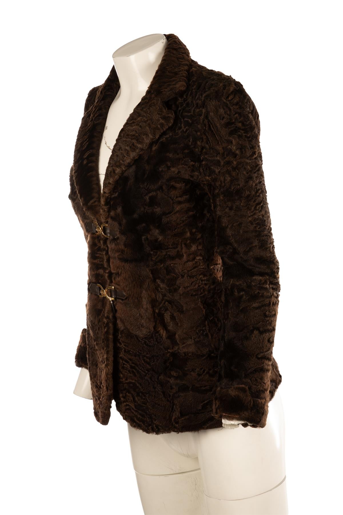FONTANA COUTURE BROWN PERSIAN LAMB JACKET IT 40 UK 8