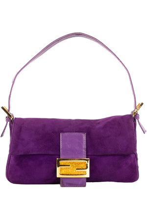 FENDI PURPLE BAGUETTE SUEDE SHOULDER BAG nikkibradford