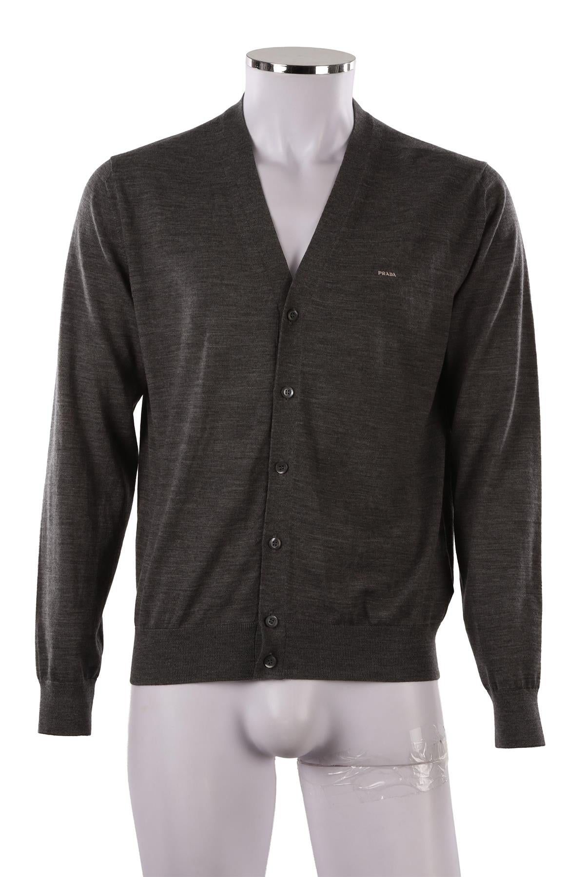 GREY MEN'S WOOL CARDIGAN