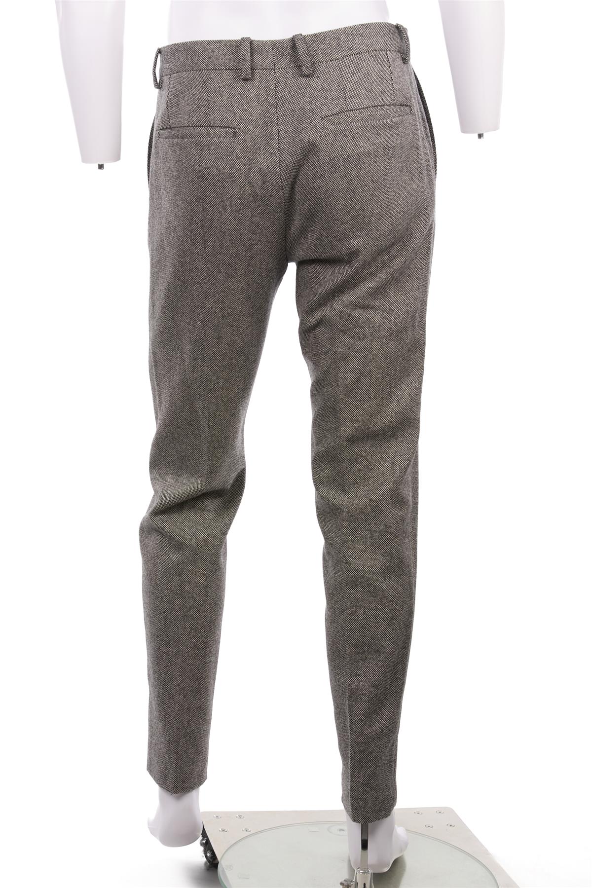 DOLCE & GABBANA GREY MEN'S WOOL STRAIGHT LEG PANTS IT 48 UK 32