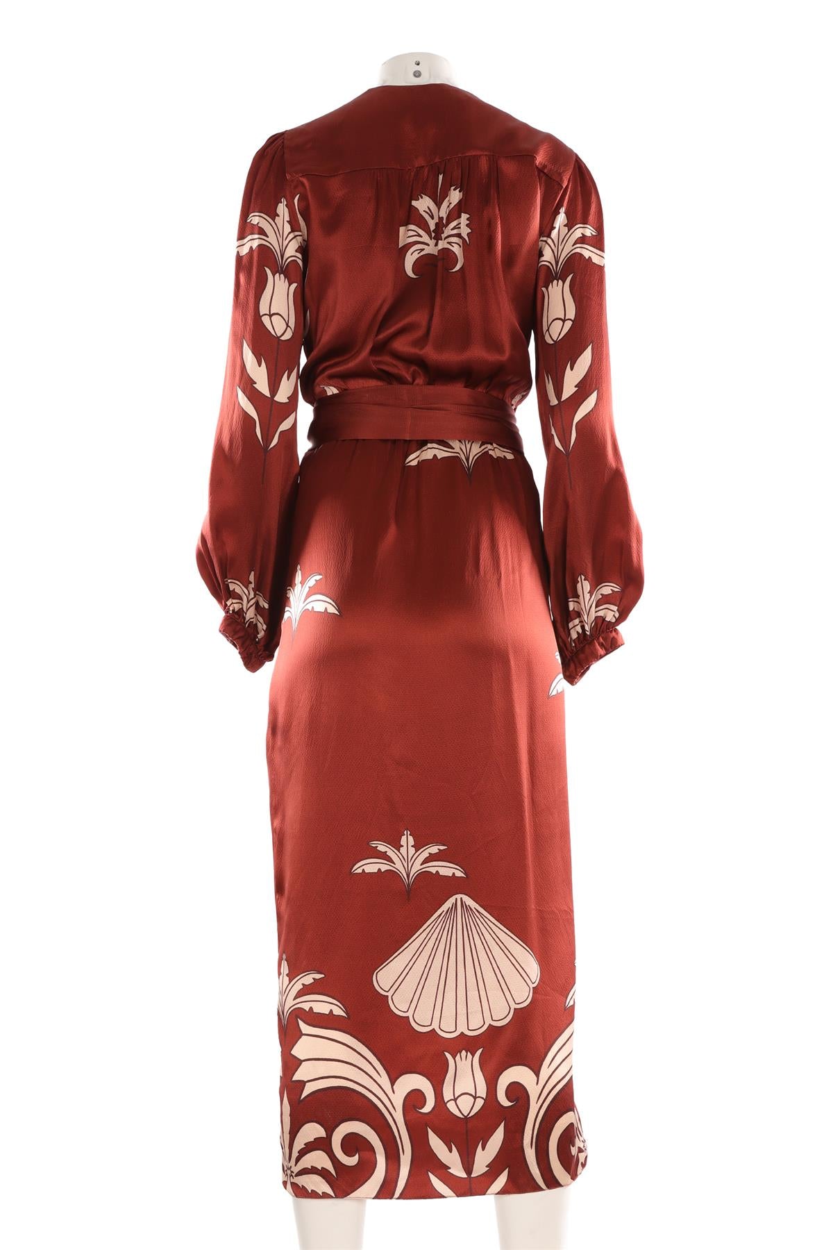 JOHANNA ORTIZ BROWN SILK MAXI DRESS US 4 UK 8