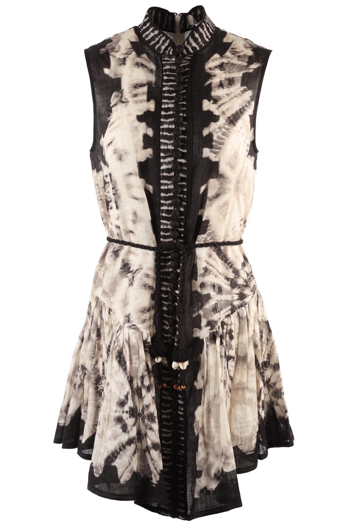 ZIMMERMANN BLACK LINEN MINI DRESS UK 10