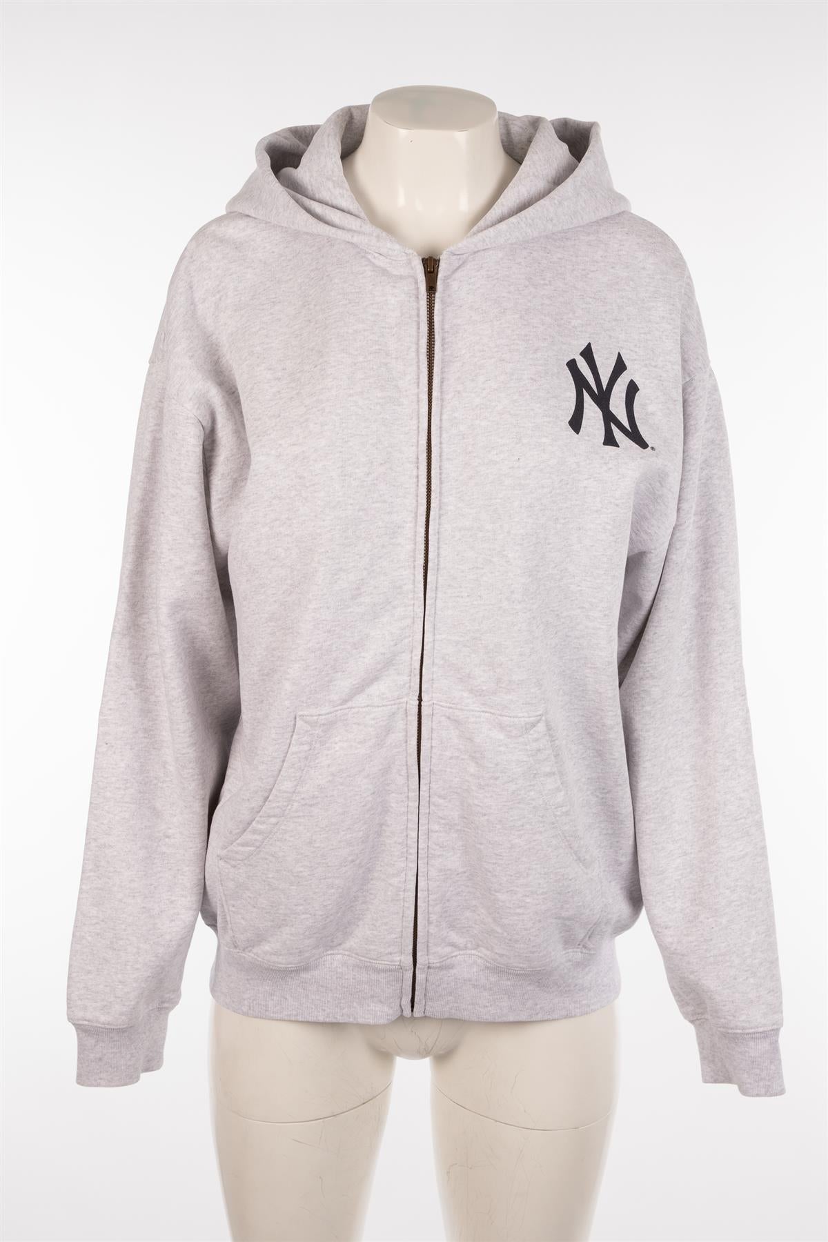 SPORTY & RICH + YANKEES GREY COTTON HOODIE MEDIUM