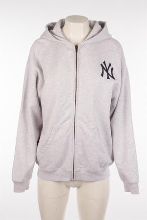 SPORTY & RICH + YANKEES GREY COTTON HOODIE MEDIUM