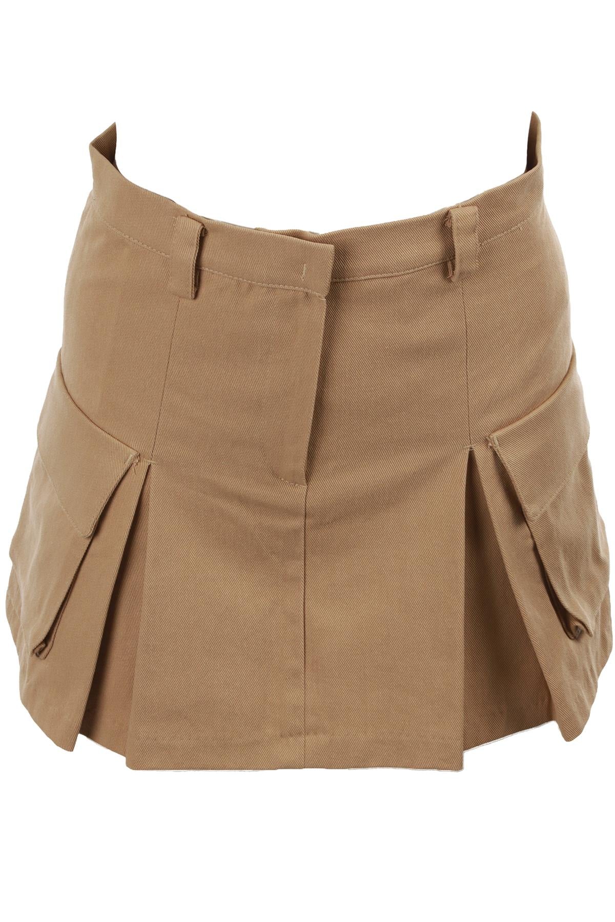 BEIGE COTTON MINI SKIRT