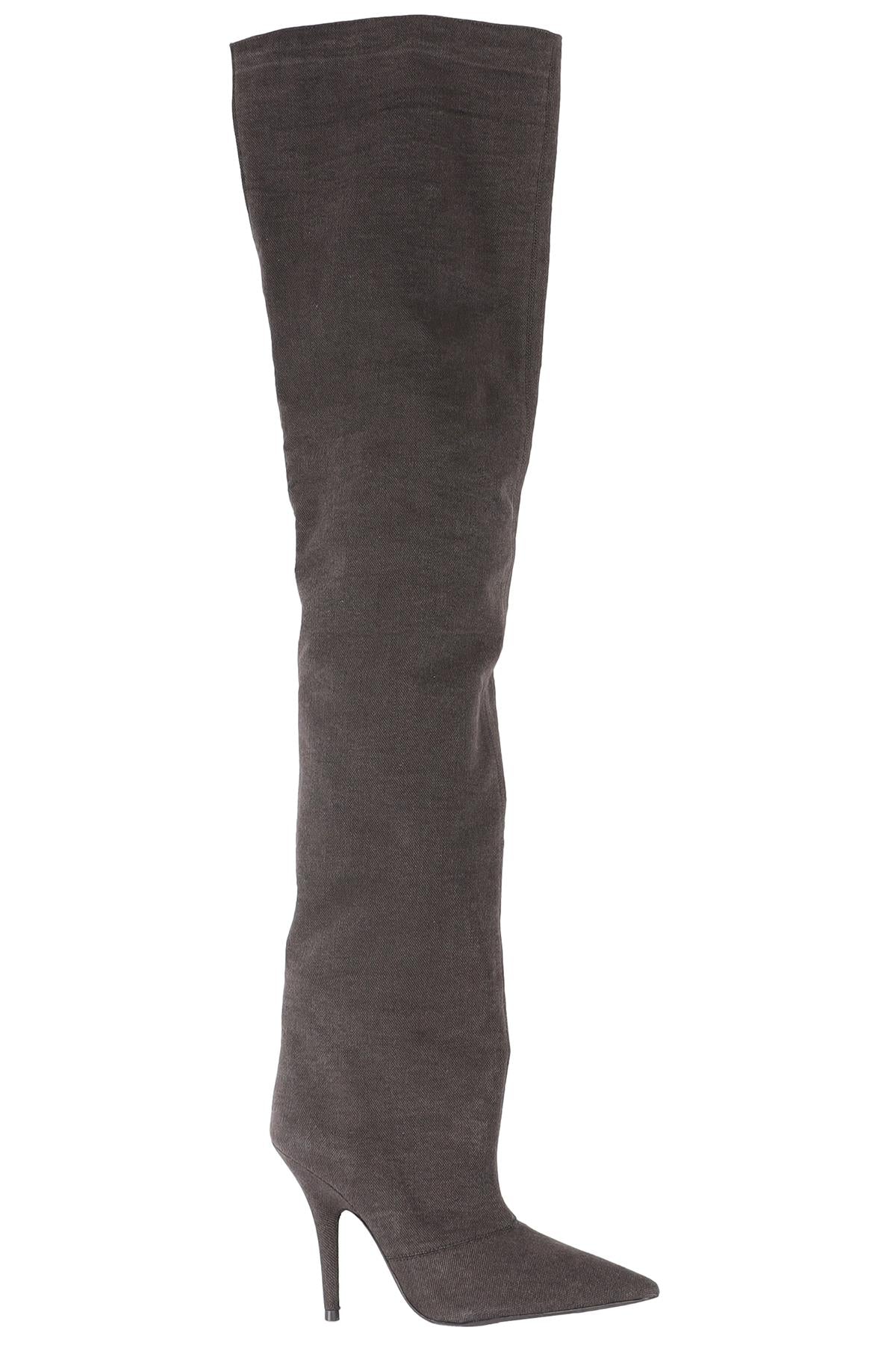 YEEZY BROWN SEASON 6 CANVAS OVER THE KNEE BOOTS EU 37.5 UK 4.5 US 7.5