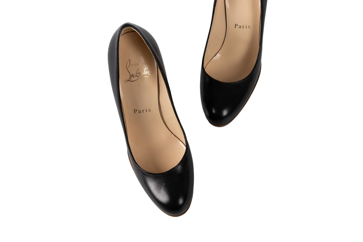 CHRISTIAN LOUBOUTIN BLACK LEATHER PUMPS  EU 35.5 UK 2.5 US 5.5