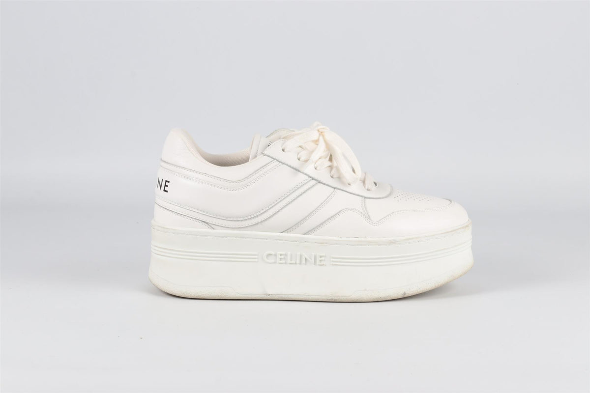 CELINE WHITE BLOCK LEATHER PLATFORM SNEAKERS EU 38 UK 5 US 8