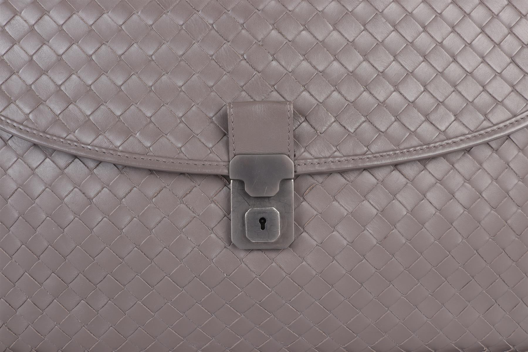 BOTTEGA VENETA GREY INTRECCIATO LEATHER BRIEFCASE