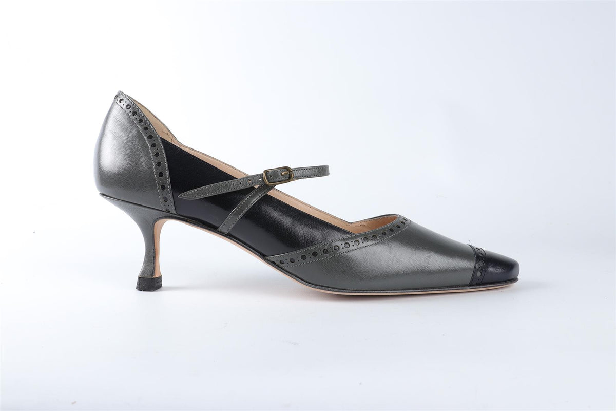 MANOLO BLAHNIK GREEN LEATHER PUMPS EU 38 UK 5 US 8