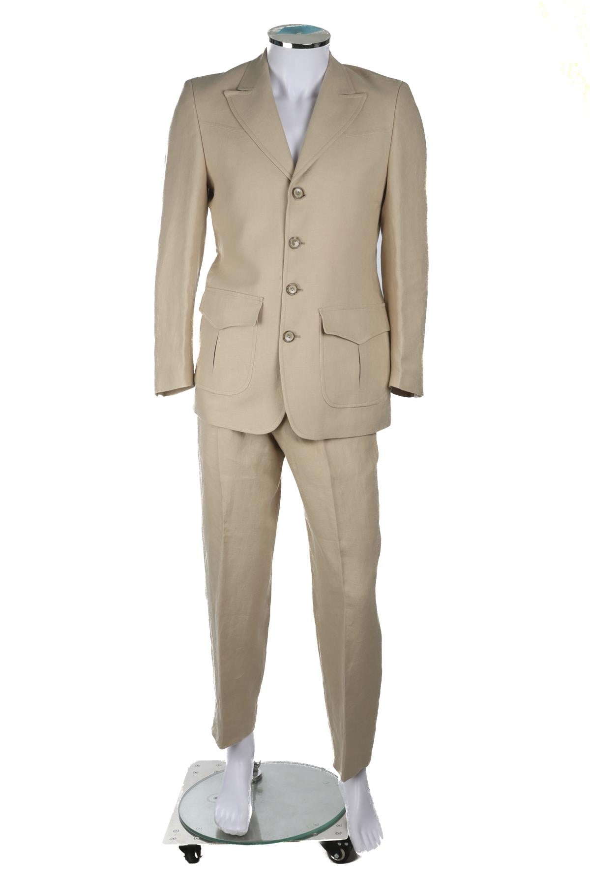 THOMAS FARTHING BEIGE MENS LINEN SUIT UK/US 36 FR 36 IT 46