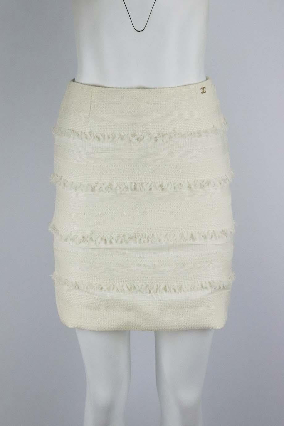 COTTON BLEND TWEED MINI SKIRT