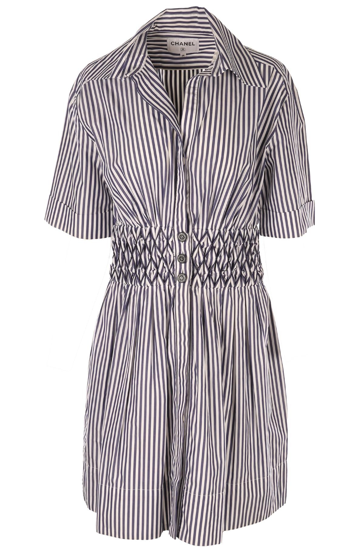 CHANEL BLUE 2024 COTTON MINI DRESS FR 38 UK 10