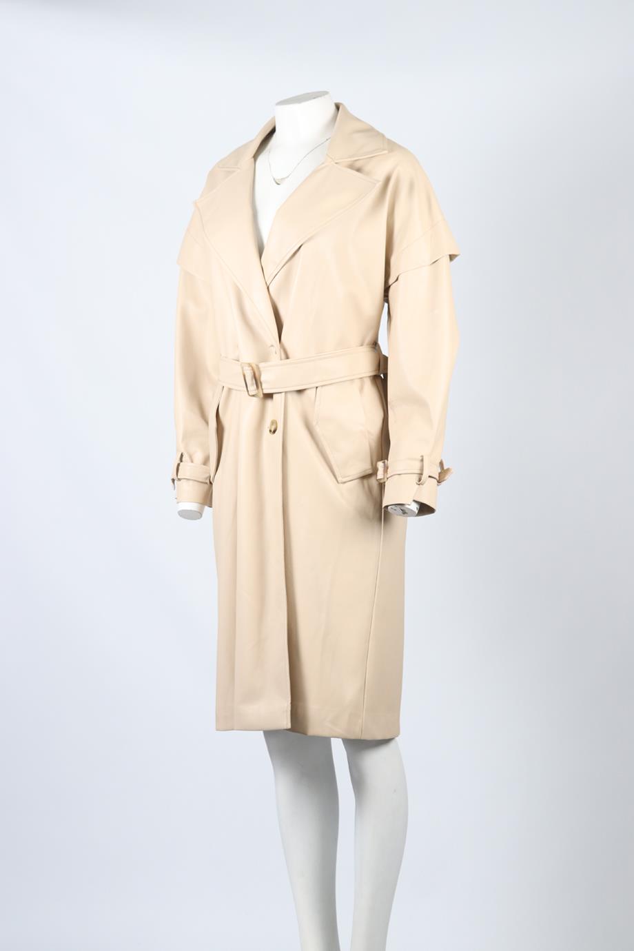 APPARIS BELTED DOUBLE BREASTED FAUX LEATHER TRENCH COAT XSMALL
