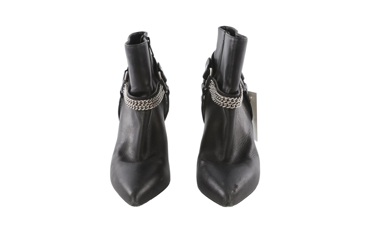 SAINT LAURENT BLACK LEATHER ANKLE BOOTS EU 38.5 UK 5.5 US 8.5