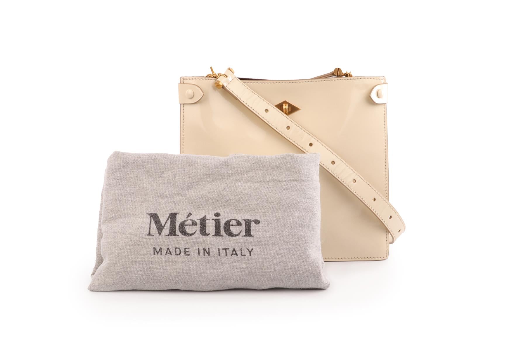 MÉTIER CREAM STOWAWAY PATENT LEATHER SHOULDER BAG