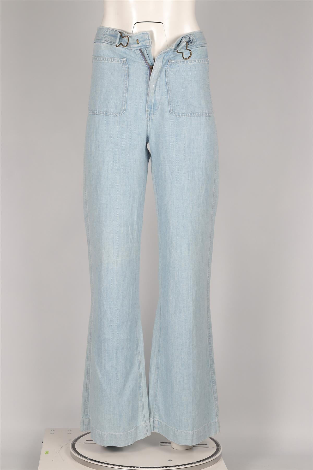 POLO RALPH LAUREN BLUE HIGH RISE WIDE LEG JEANS W26 UK 8