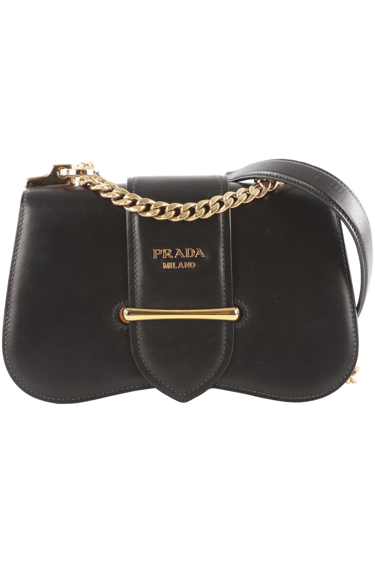 PRADA BLACK SIDONIE LEATHER SHOULDER BAG