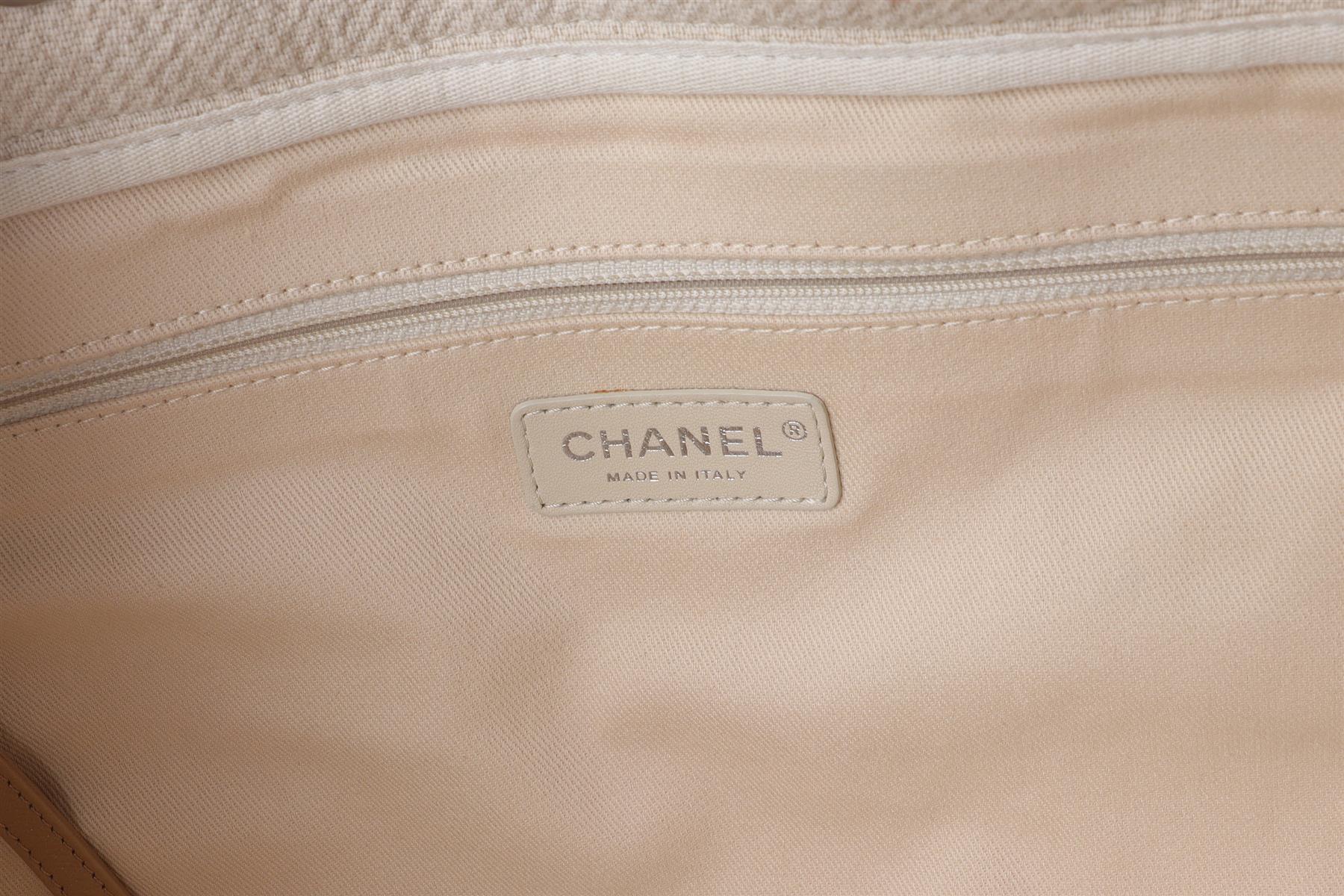 CHANEL BEIGE 2018 SHOPPING MAXI FABRIC TOTE BAG