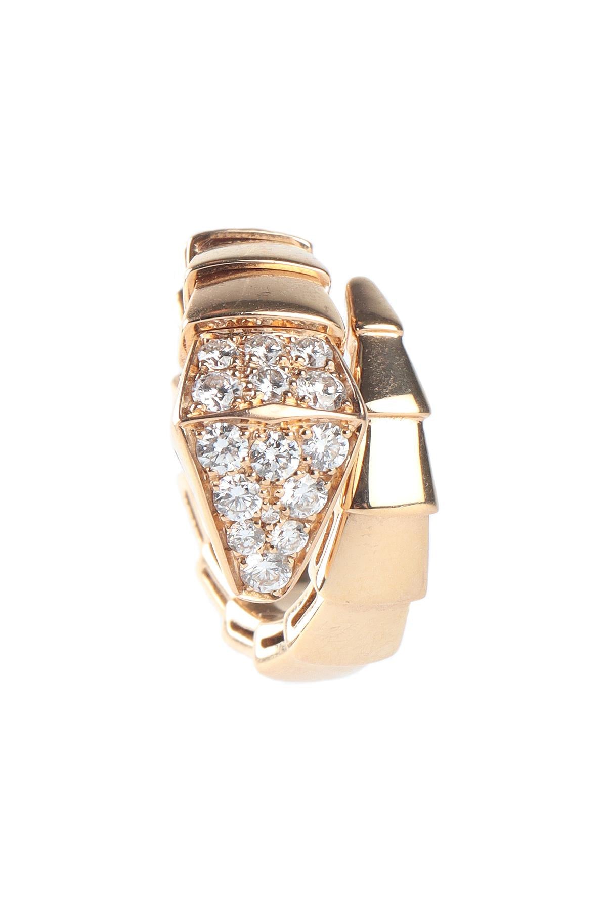 BVLGARI GOLD SERPENTI VIPER 18K ROSE GOLD AND DIAMOND RING SMALL
