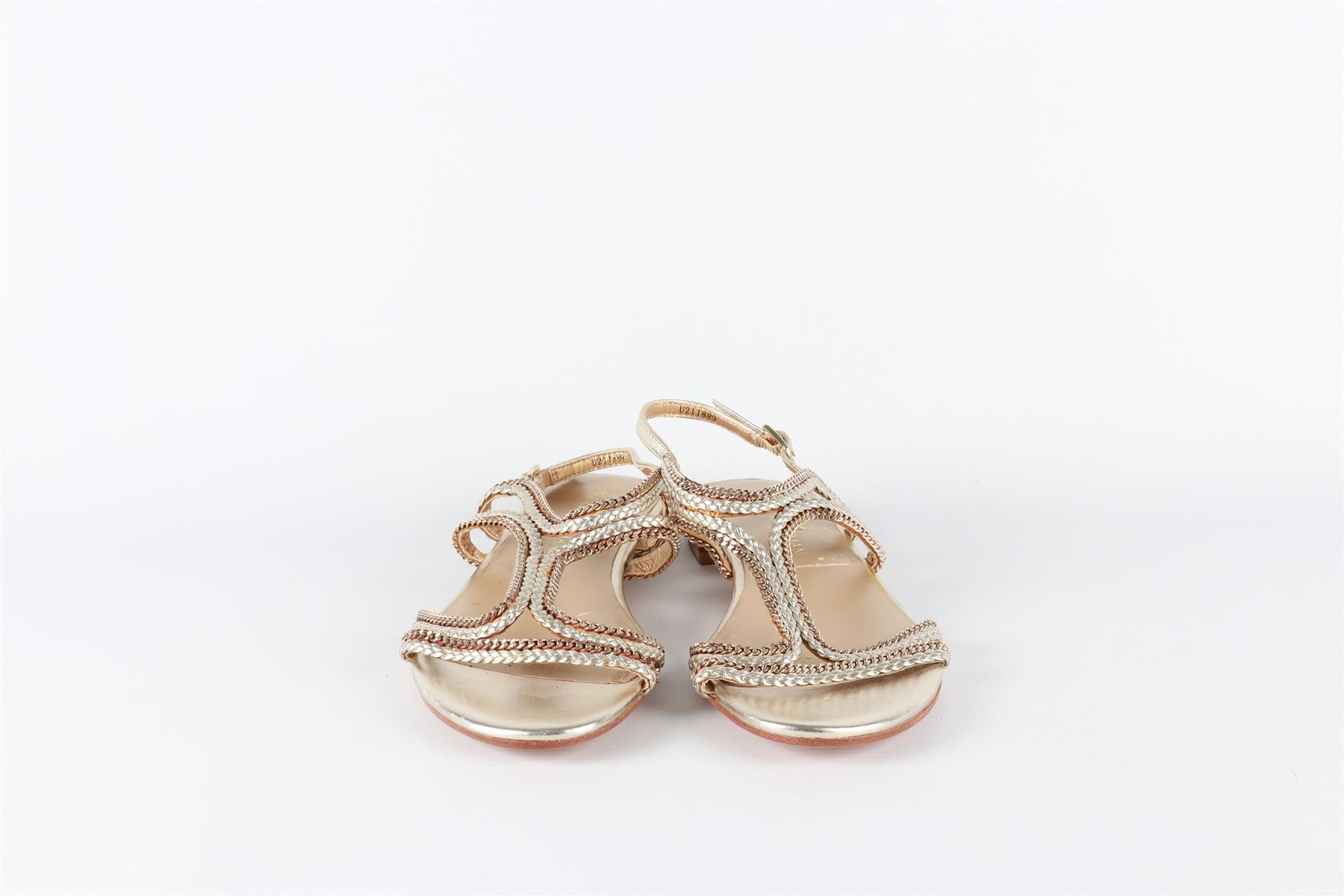 STUART WEITZMAN GOLD LEATHER SANDALS EU 37 UK 4 US 7