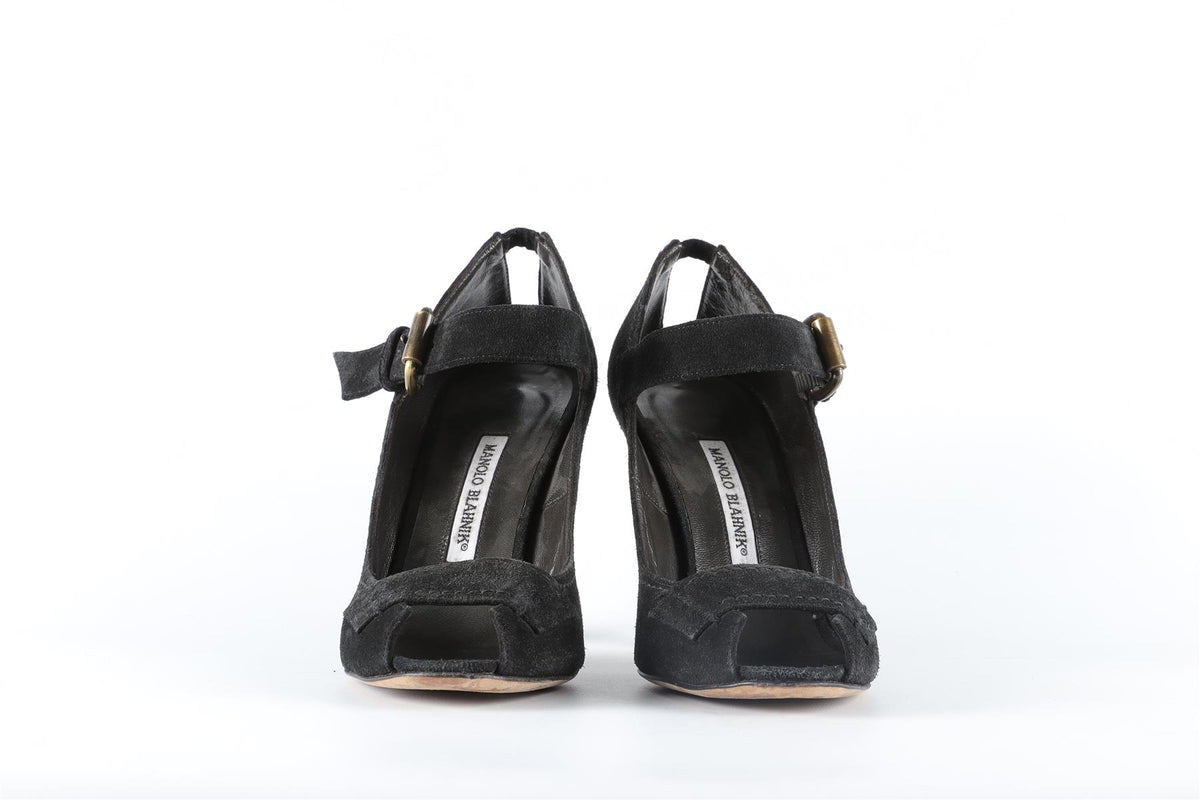 MANOLO BLAHNIK BLACK SUEDE PUMPS EU 39.5 UK 6.5 US 9.5