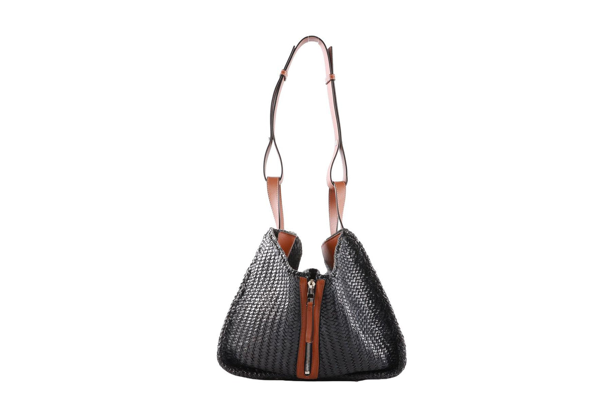 LOEWE NAVY HAMMOCK MEDIUM LEATHER TOTE BAG
