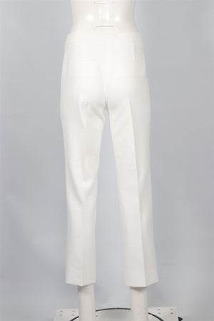 ME+EM WHITE WOVEN STRAIGHT LEG PANTS UK 8