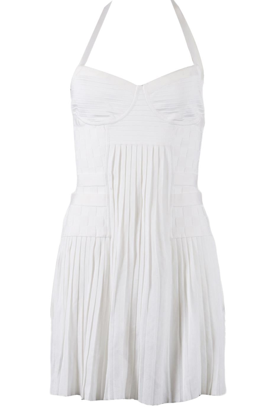BALMAIN PLEATED KNIT MINI DRESS FR 38 UK 10