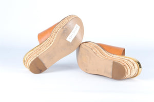 CHLOÉ BROWN LEATHER WEDGE MULES EU 38.5 UK 5.5 US 8.5