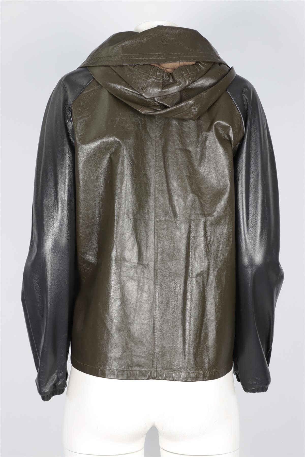 CELINE GREEN LEATHER JACKET FR 38 UK 10