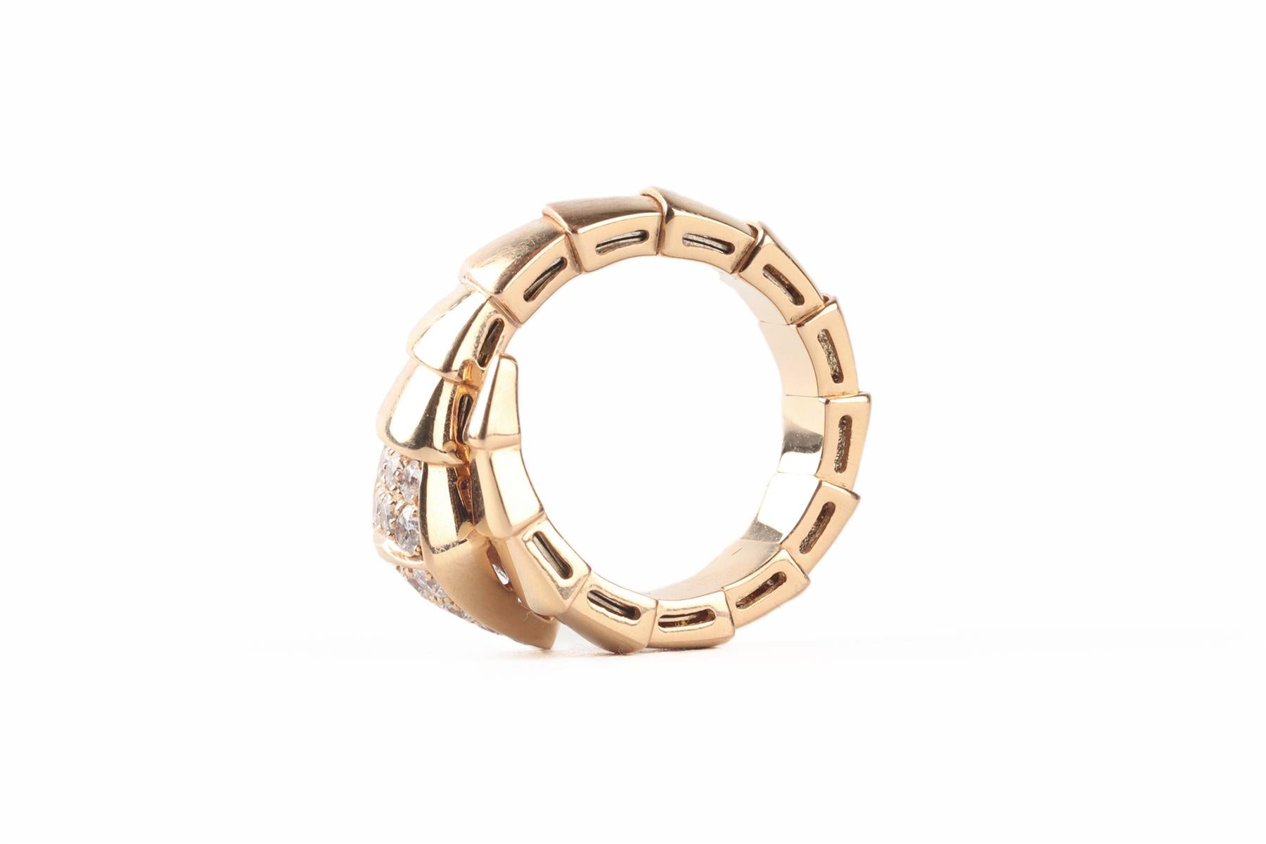 BVLGARI GOLD SERPENTI VIPER 18K ROSE GOLD AND DIAMOND RING SMALL