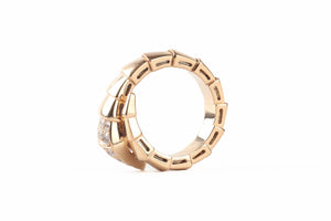 BVLGARI GOLD SERPENTI VIPER 18K ROSE GOLD AND DIAMOND RING SMALL