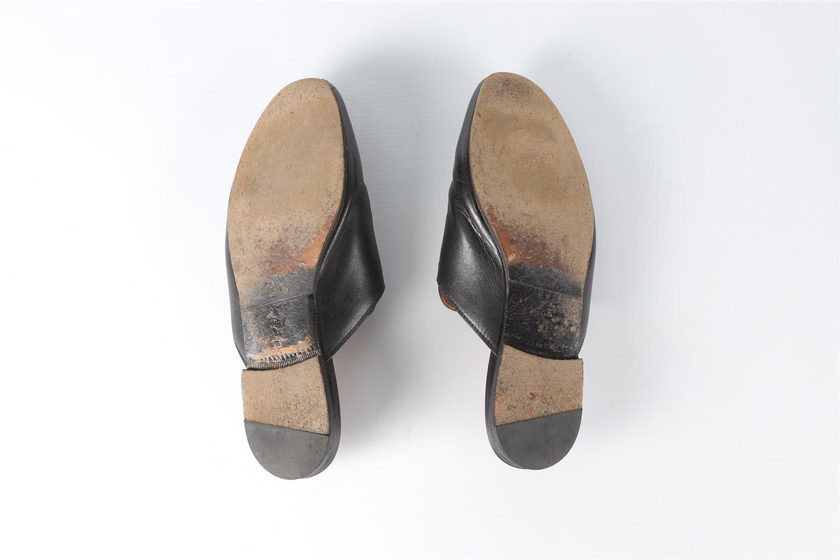 GUCCI BLACK PRINCETOWN LEATHER SLIPPERS EU 38.5 UK 5.5 US 8.5
