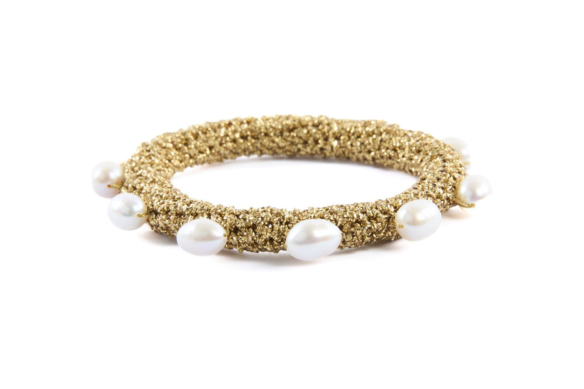 LUCY FOLK GOLD PEARL DIVER BRACELET