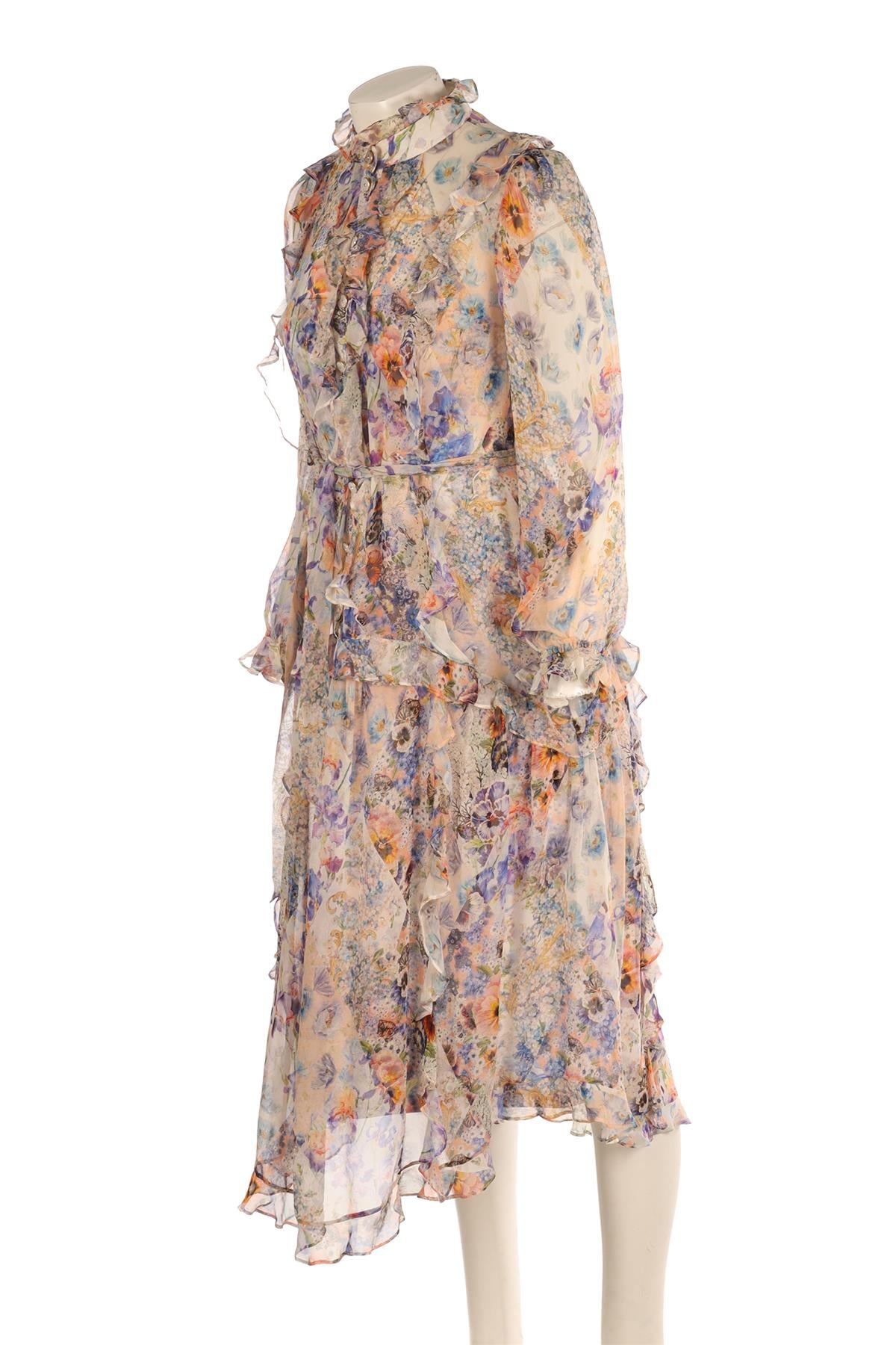 ZIMMERMANN MULTI SILK MAXI DRESS 1 UK 10