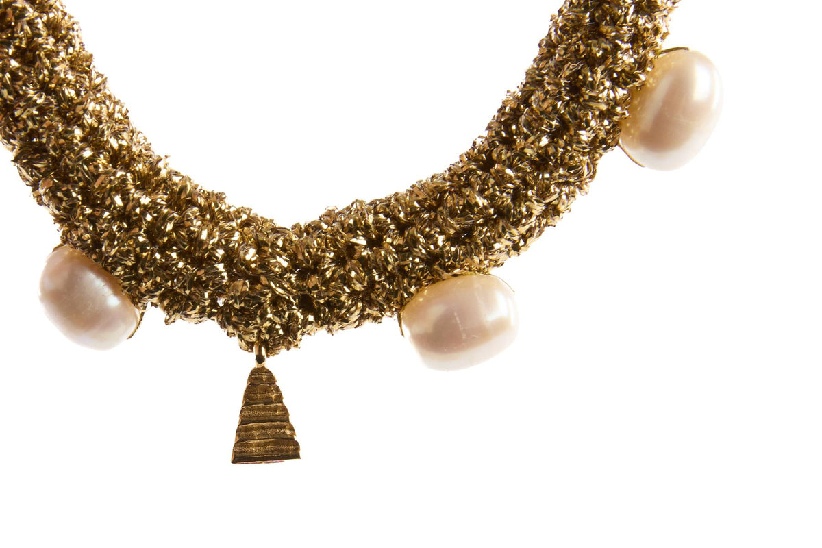 LUCY FOLK GOLD PEARL DIVER BRACELET
