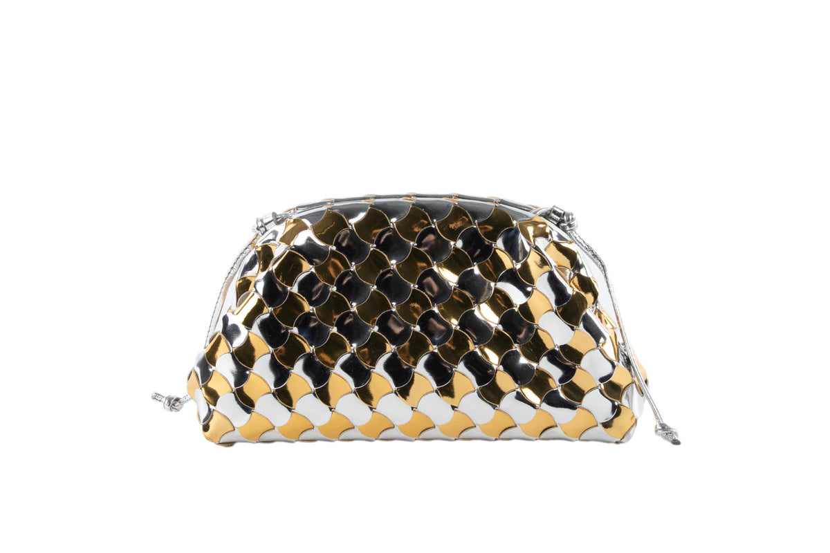BOTTEGA VENETA GOLD POUCH MINI LEATHER SHOULDER BAG