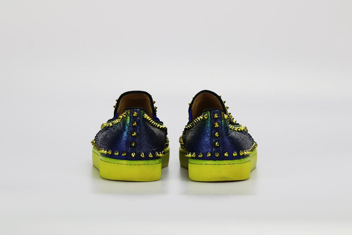 CHRISTIAN LOUBOUTIN MEN'S STUDDED PYTHON SLIP ON SNEAKERS EU 43.5 UK 9.5 US 10.5