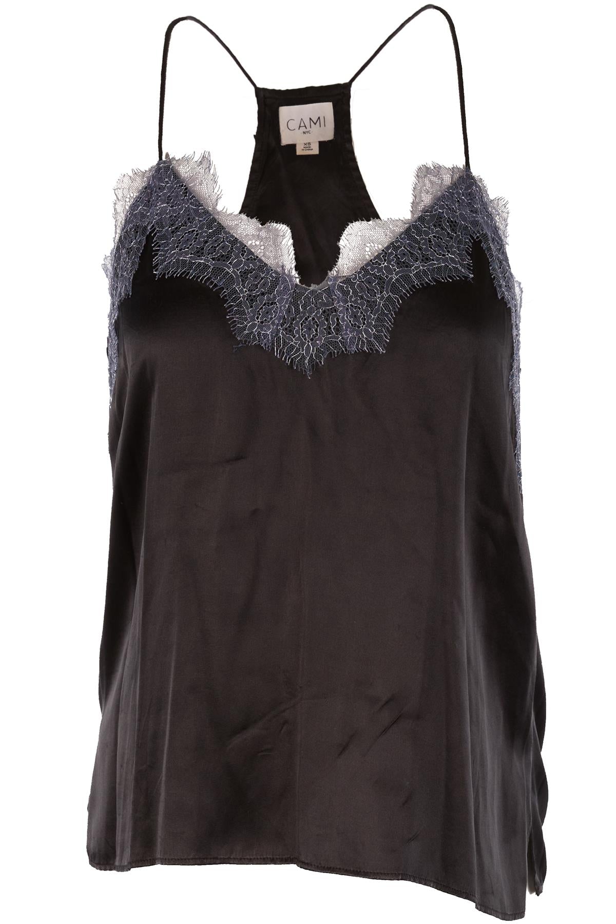 CAMI NYC BLACK SILK TOP XSMALL