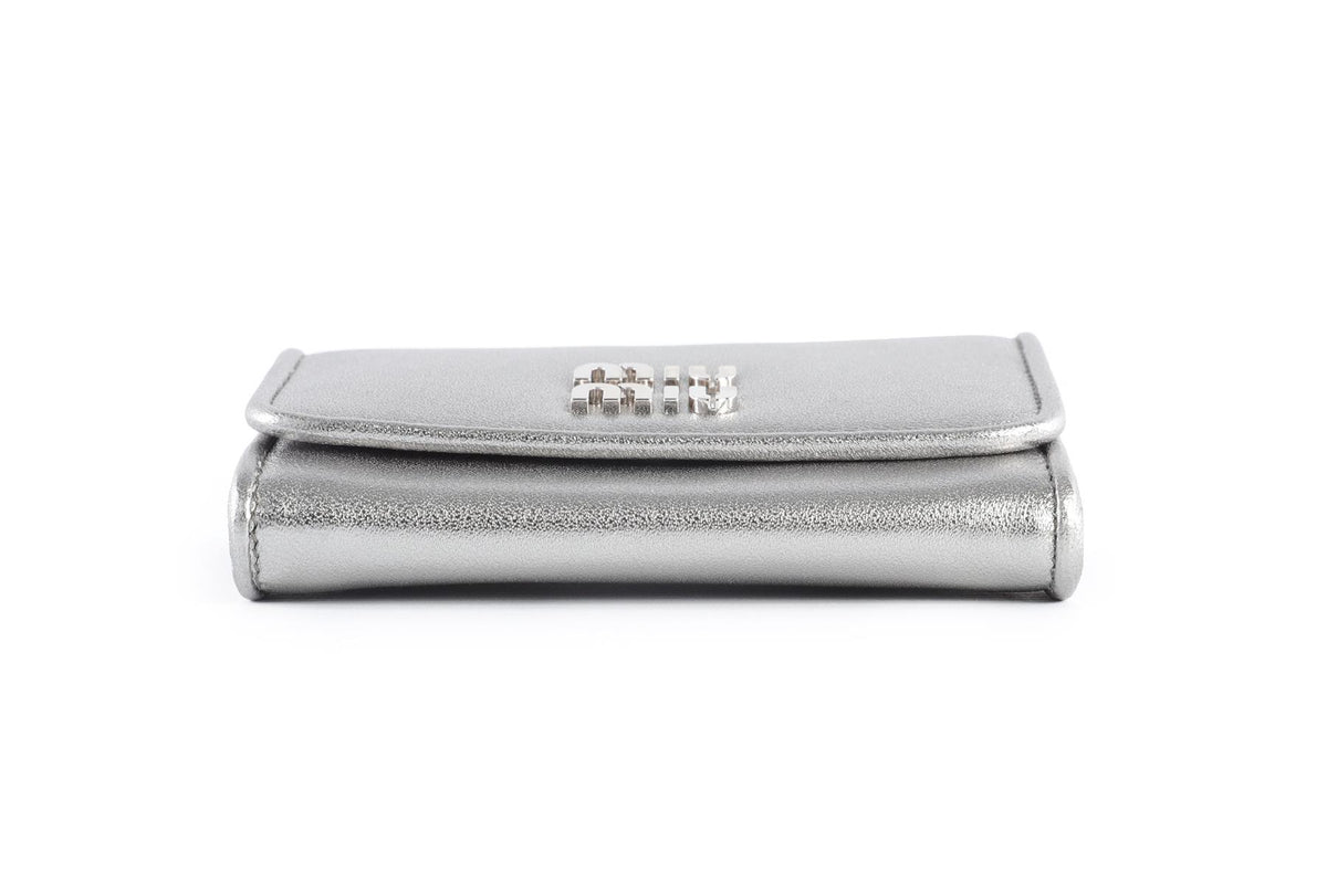 MIU MIU SILVER LEATHER WALLET ON CHAIN