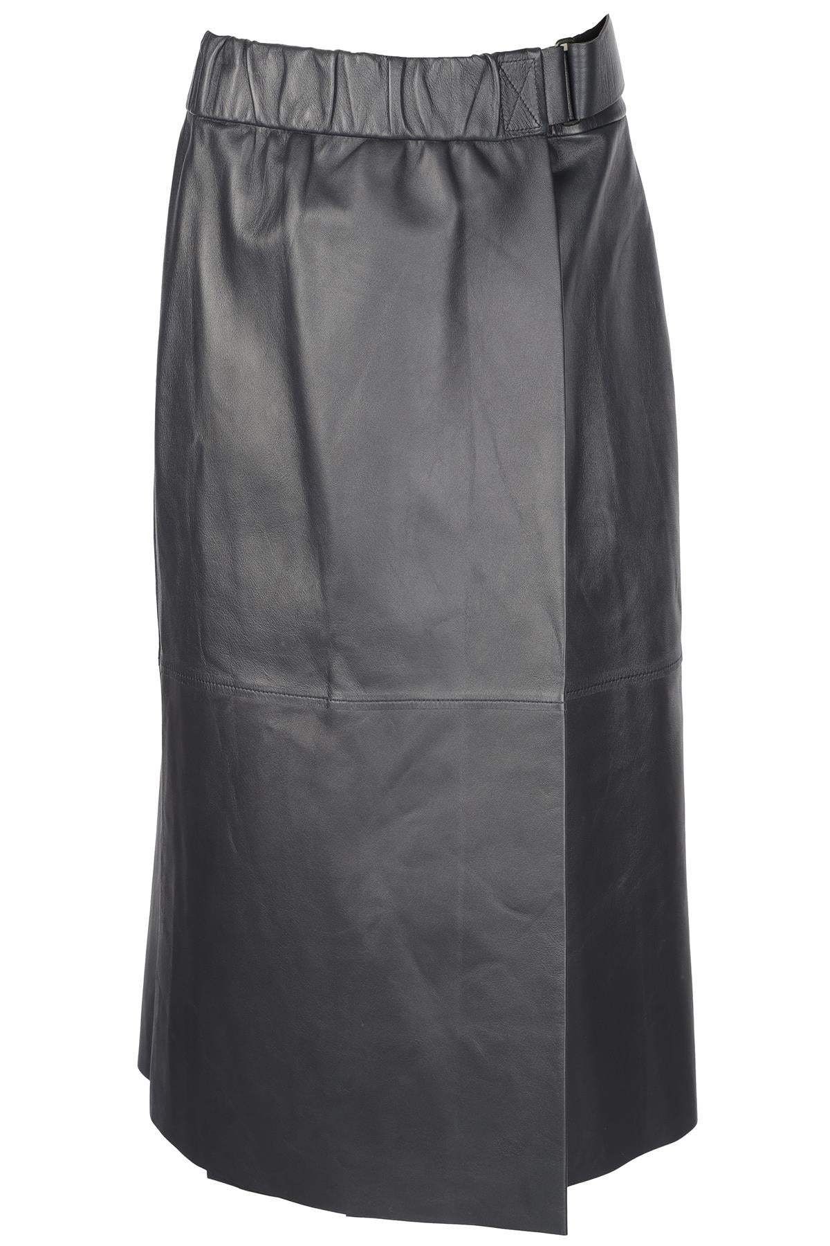ACNE STUDIOS NAVY LEATHER MIDI SKIRT UK 10