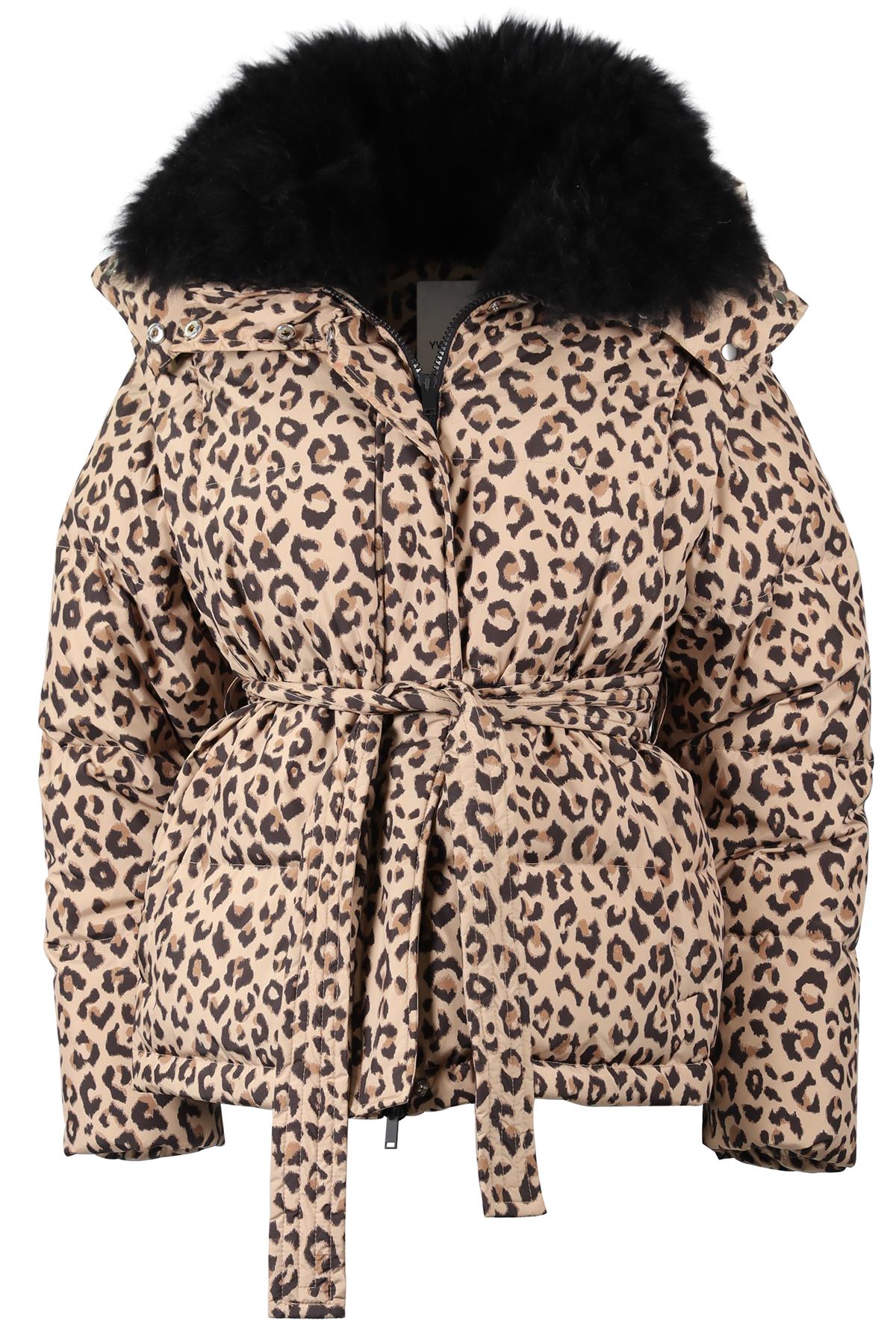 YVES SALOMON BROWN SHEARLING PADDED DOWN JACKET FR 38 UK 10