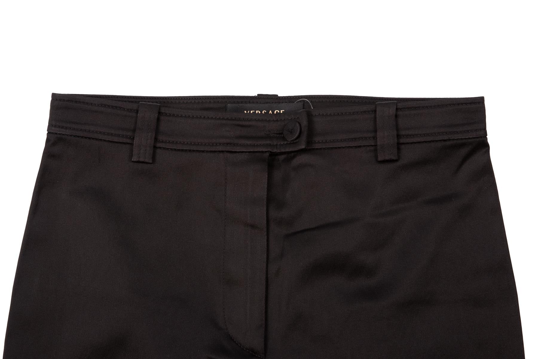 VERSACE BLACK VINTAGE SATIN SKINNY PANTS IT 38 UK 6