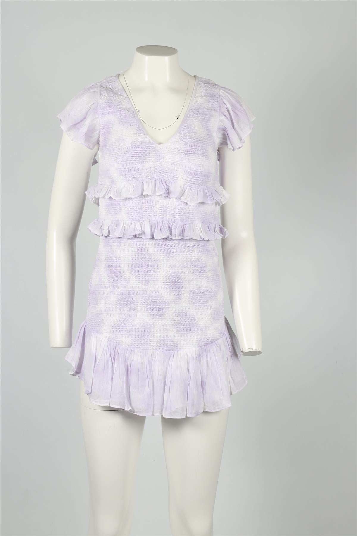 LOVESHACKFANCY PURPLE COTTON MINI DRESS SMALL