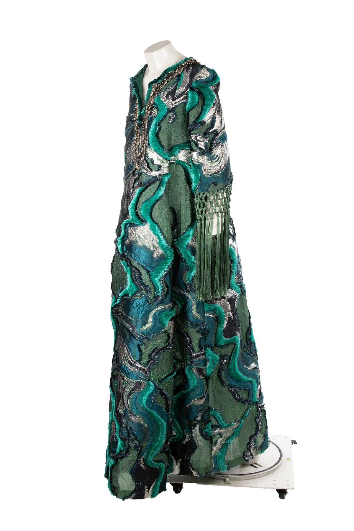 ALBERTA FERRETTI GREEN 2016 SILK GOWN IT 38 UK 6