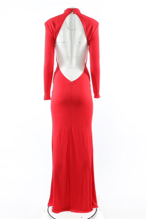 THE NEW ARRIVALS ILKYAZ OZEL RED JERSEY MAXI DRESS IT 36 UK 4